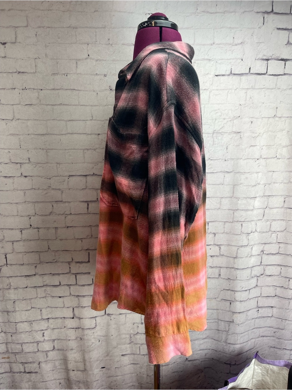 Rails size XL Tierra pink orange dip dye flannel shirt - Picture 2 of 4